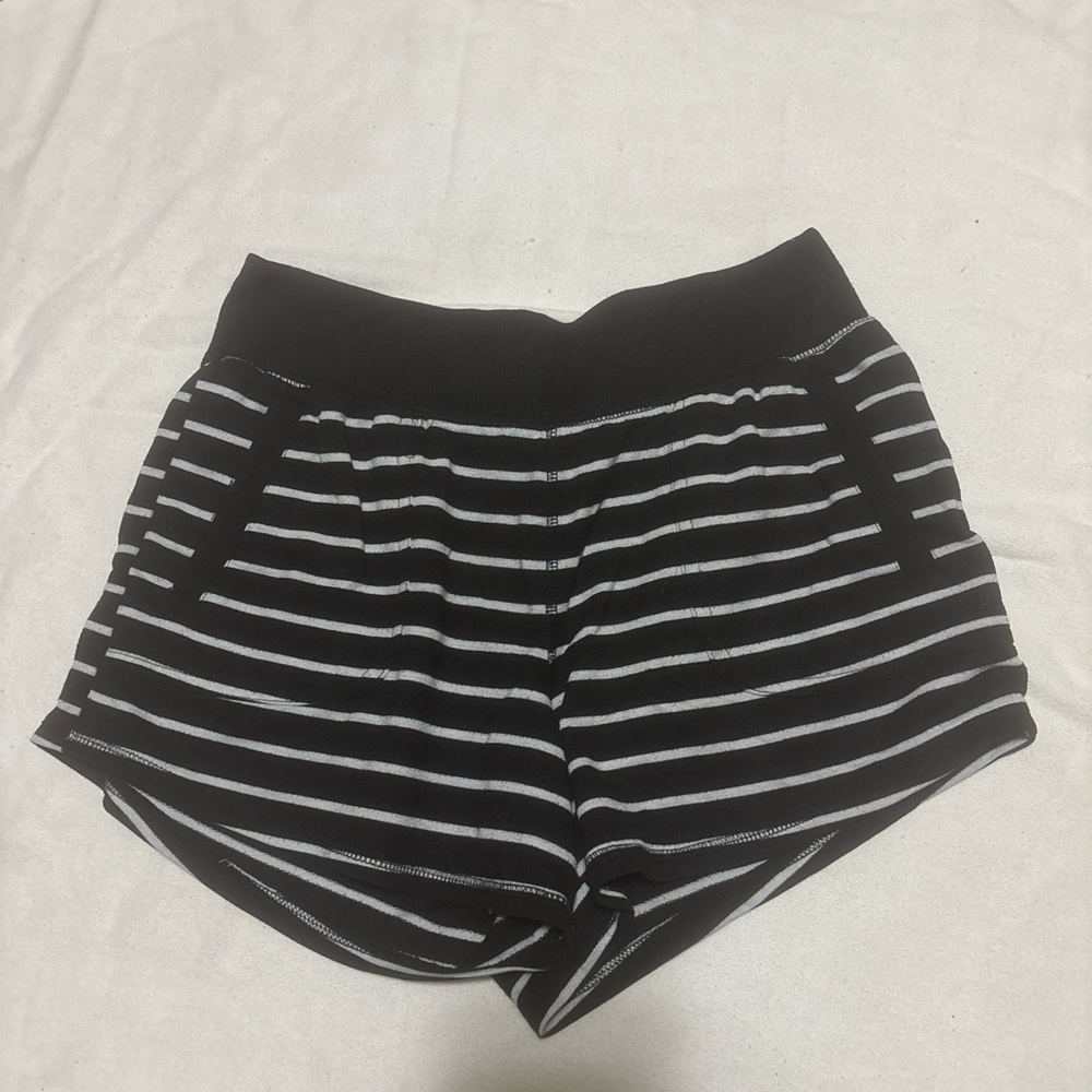 Athletic Works Black and White Striped Women's Athletic Shorts